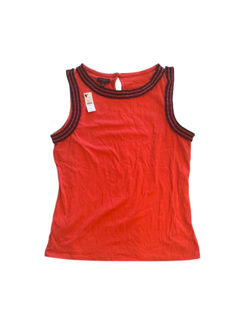 NWT Talbots Red Sleeveless Tank Top Shirt Pleated Ribbon Trim Size Petite L